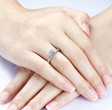 925 Silver CZ Wedding Rings for Women Princess Cut Solitaire Cubic Zirconia Enga
