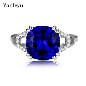 925 Silver Synthetic Sapphire Engagement Ring for Women