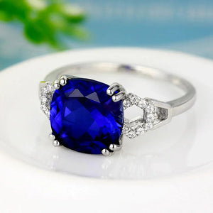 925 Silver Synthetic Sapphire Engagement Ring for Women