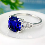 925 Silver Synthetic Sapphire Engagement Ring for Women