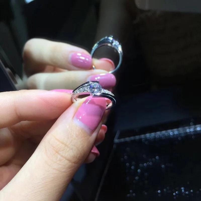 925 Silver Rings Women CZ Stone Engagement Wedding Jewelry