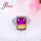 Square CZ 925 Sterling Silver Rings for Women Engagement
