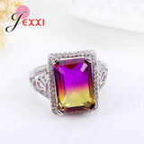Square CZ 925 Sterling Silver Rings for Women Engagement