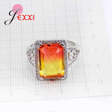 Square CZ 925 Sterling Silver Rings for Women Engagement