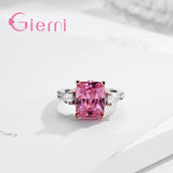 925 Silver Engagement Crystals Finger Ring for Women