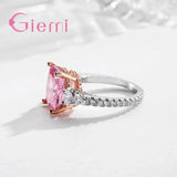 925 Silver Engagement Crystals Finger Ring for Women