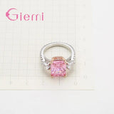 925 Silver Engagement Crystals Finger Ring for Women