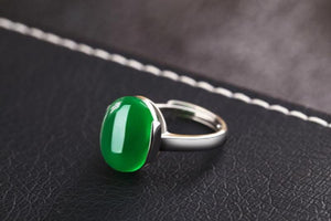 925 Silver Rings Women Red&Green Gemstone Engagement Wedding Jewelry