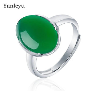 925 Silver Rings Women Red&Green Gemstone Engagement Wedding Jewelry