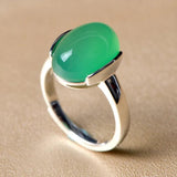 925 Silver Rings Women Red&Green Gemstone Engagement Wedding Jewelry