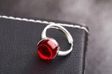 925 Silver Rings Women Red&Green Gemstone Engagement Wedding Jewelry