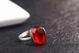925 Silver Rings Women Red&Green Gemstone Engagement Wedding Jewelry