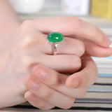 925 Silver Rings Women Red&Green Gemstone Engagement Wedding Jewelry