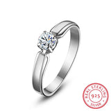 925 Sterling Silver Small Round Stone Ring for Women