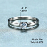 925 Sterling Silver Small Round Stone Ring for Women