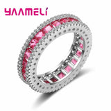925 Silver Wedding Engagement Rings Women Red Cubic Zircons