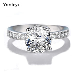 925 Silver Round Cubic Zircon Wedding Ring Bridal Jewelry PR290