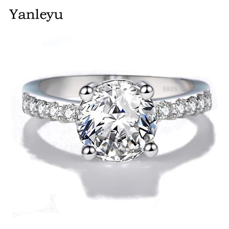 925 Silver Round Cubic Zircon Wedding Ring Bridal Jewelry PR290