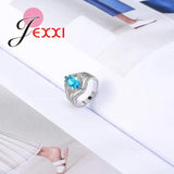 Geometric Crystal Rings 925 Silver Needle Wedding Party Ring Female Bijoux Gift