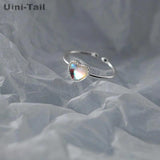 Uini-Tail 925 Tibetan Silver Heart Open Ring Sweet Delicate Jewelry