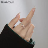 Uini-Tail 925 Tibetan Silver Heart Open Ring Sweet Delicate Jewelry