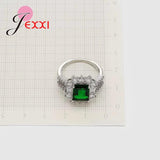 Green Cubic Zirconia Rings 925 Silver