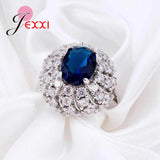 925 Silver CZ Crystal Women Wedding Engagement Ring Vintage Jewelry