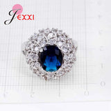 925 Silver CZ Crystal Women Wedding Engagement Ring Vintage Jewelry