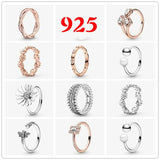 925 Silver Pan Ring With Crystal, Daisy Flower Design