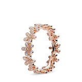 925 Silver Pan Ring With Crystal, Daisy Flower Design