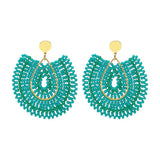 Bohemia Hand Knitting Bead Earrings Water Drop Roundness Originality