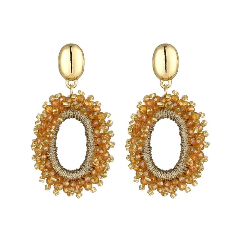 Vintage Crystal Beads Long Earrings Threaded