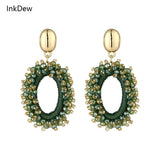 Vintage Crystal Beads Long Earrings Threaded