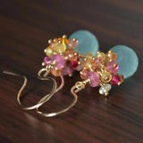 Ruby Earrings, Sterling Silver Jewelry, Chalcedony, Aqua Gemstones