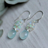 Ruby Earrings, Sterling Silver Jewelry, Chalcedony, Aqua Gemstones