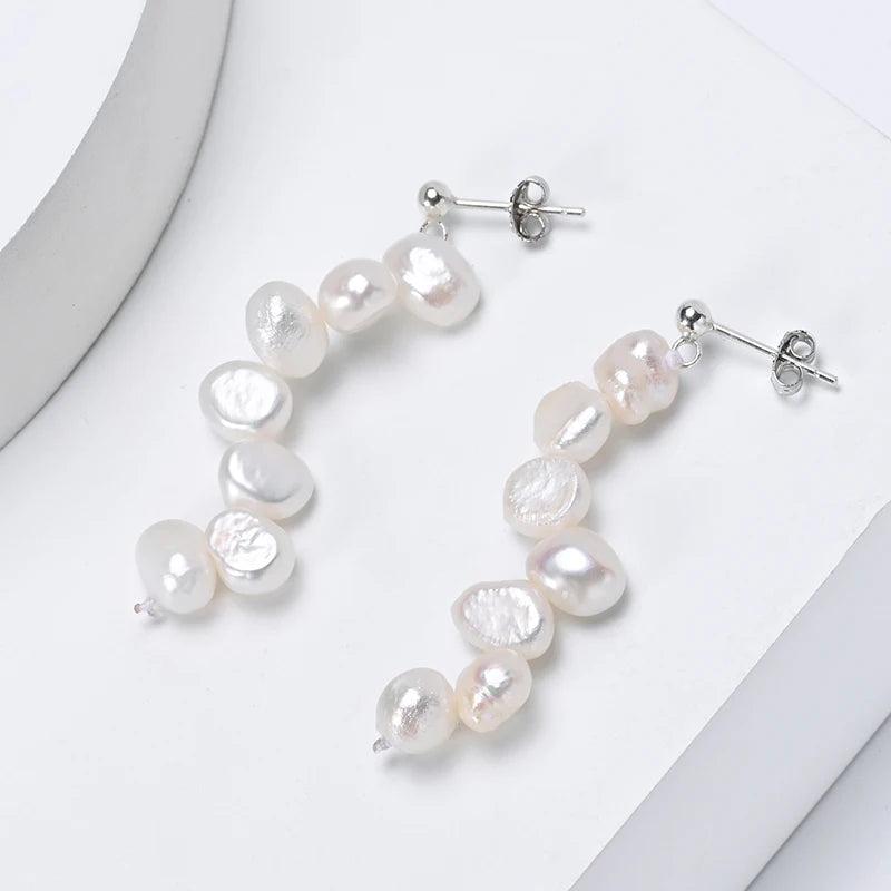 Baroque Freshwater Pearl Earrings S925 Sterling Silver Jewelry