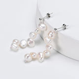 Baroque Freshwater Pearl Earrings S925 Sterling Silver Jewelry