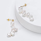 Baroque Freshwater Pearl Earrings S925 Sterling Silver Jewelry