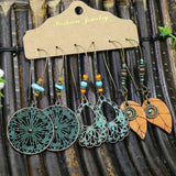 Bohemian Style Earrings Set Colorful Tassel Leaf Beads