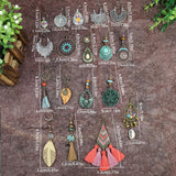 Bohemian Style Earrings Set Colorful Tassel Leaf Beads