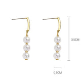 Simulated Pearls Zircon Beads Chain Drop Earrings