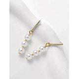 Simulated Pearls Zircon Beads Chain Drop Earrings