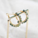 18K Plated Bead Decor Hoop Earrings for Women
