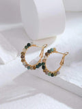 18K Plated Bead Decor Hoop Earrings for Women