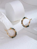 18K Plated Bead Decor Hoop Earrings for Women
