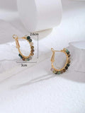 18K Plated Bead Decor Hoop Earrings for Women