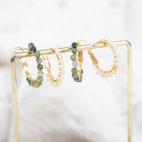 18K Plated Bead Decor Hoop Earrings for Women