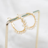 18K Plated Bead Decor Hoop Earrings for Women