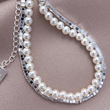 Multilayer Chains Silver Beaded Bracelet for Women N770