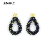 Crystal Water Drop Earrings Stainless Steel Vintage Long Earrings